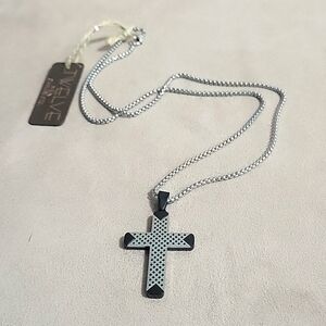 Stainless Steel Men's 22 inch Cross Necklace